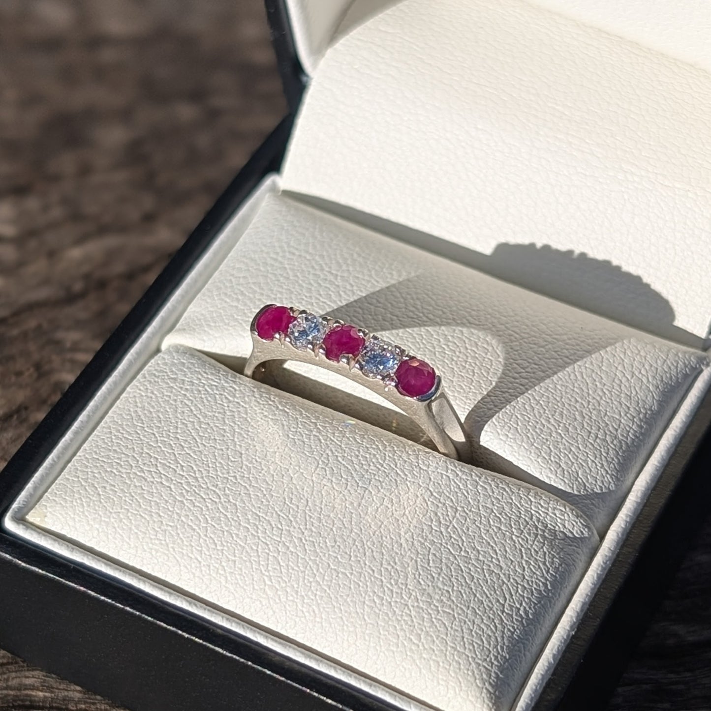 Ruby & CZ Sterling Silver Ring R7
