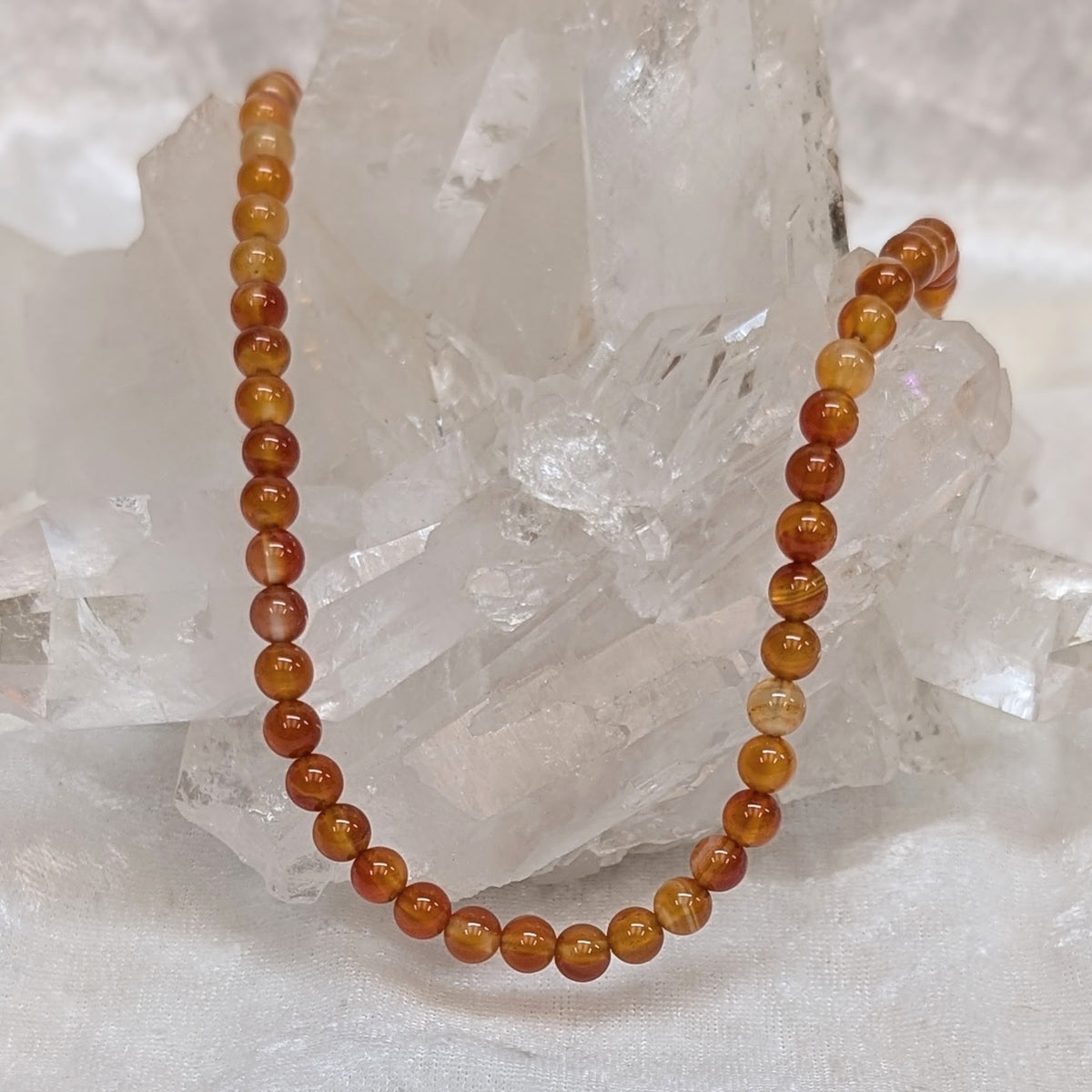 6mm Carnelian Agate Beaded Necklace 2