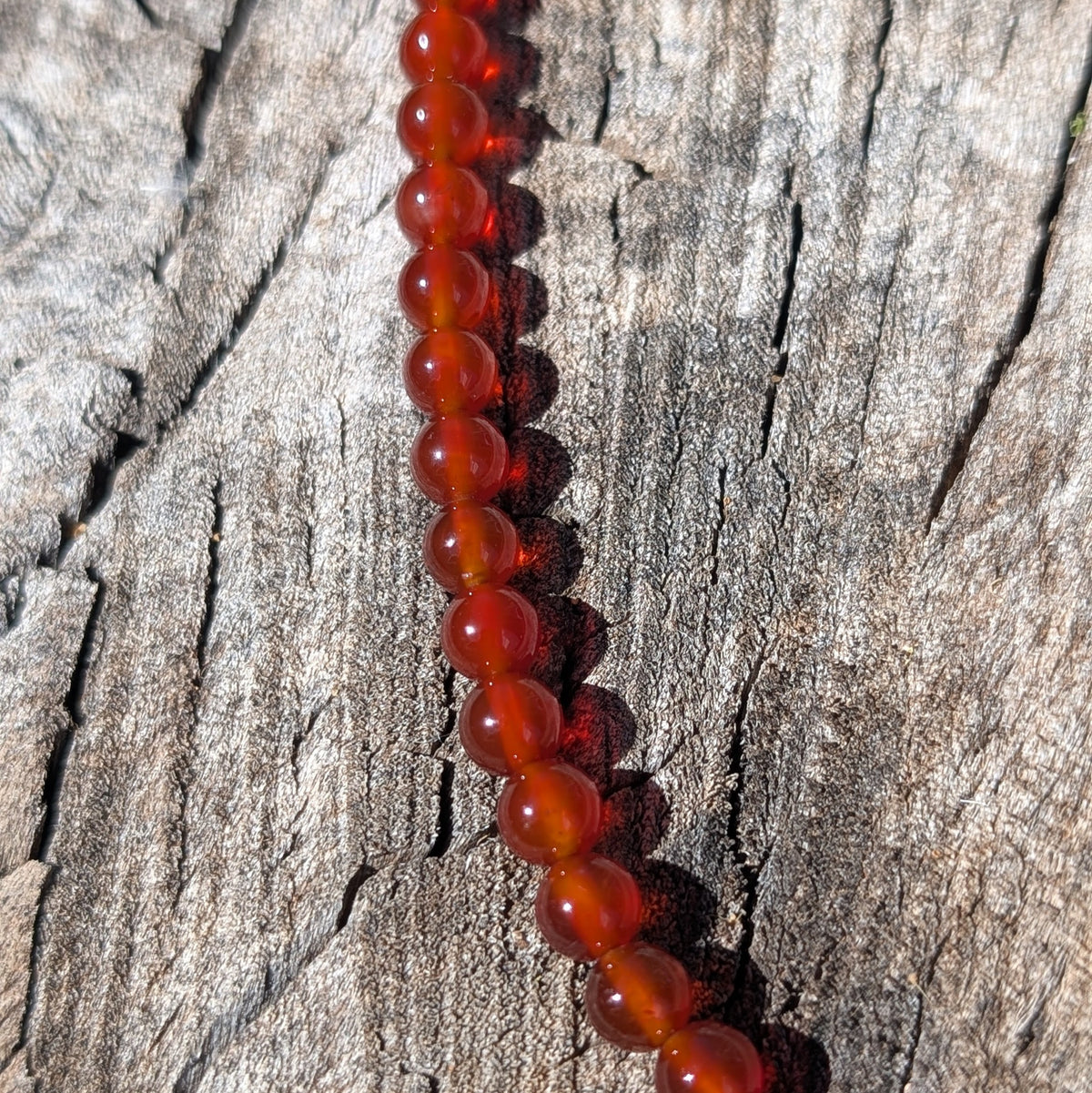 6mm Carnelian Agete Beaded Necklace 1
