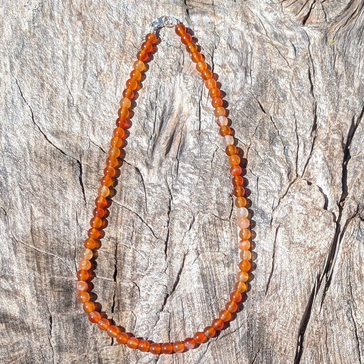 6mm Carnelian Agate Beaded Necklace 2
