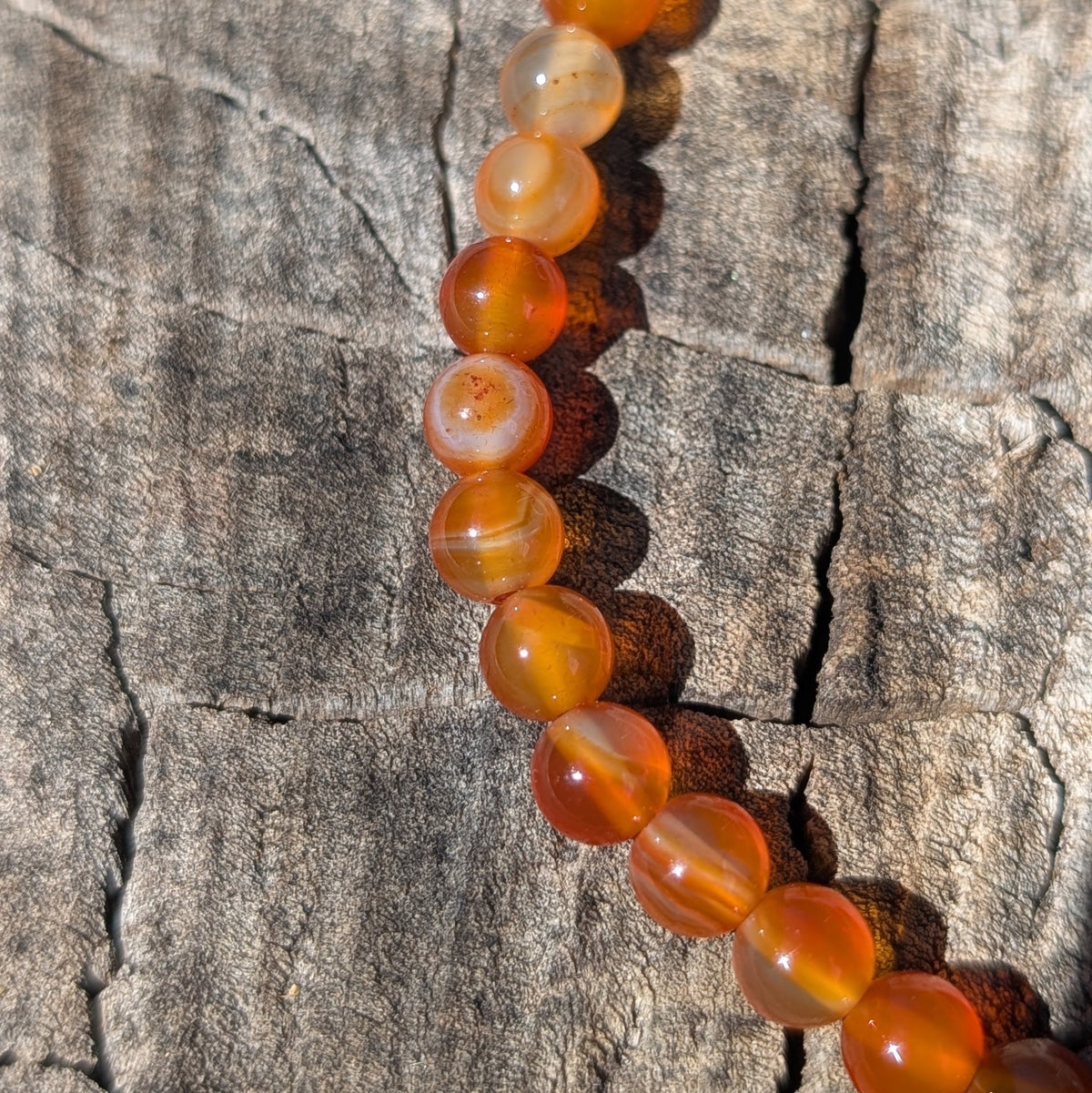 6mm Carnelian Agate Beaded Necklace 2