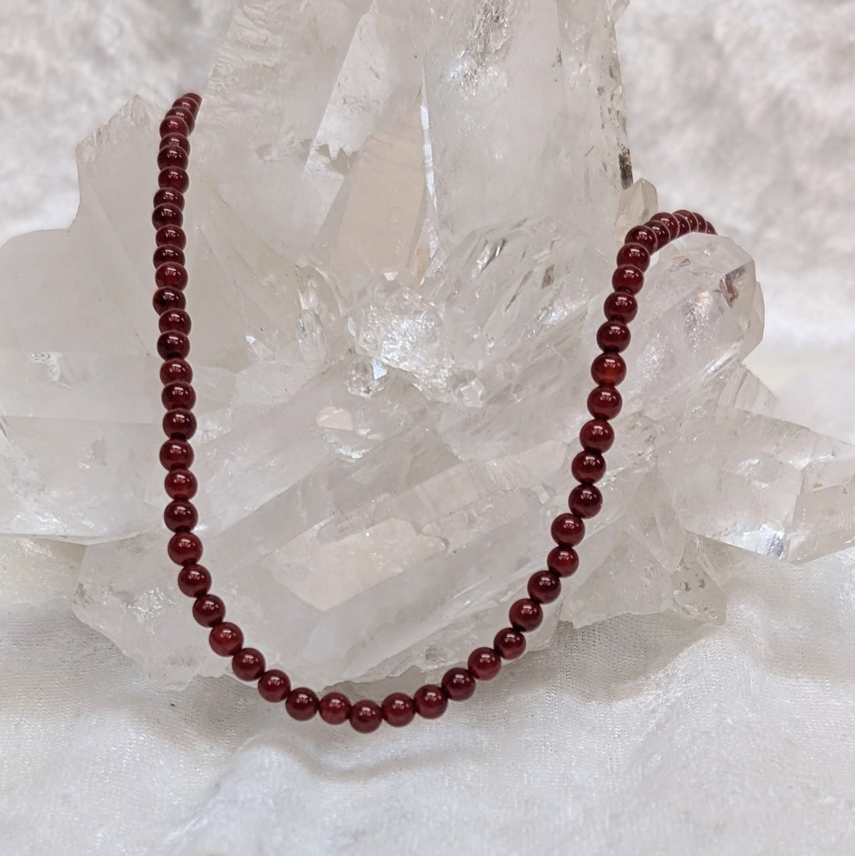 4mm Carnelian Agete Beaded Necklace
