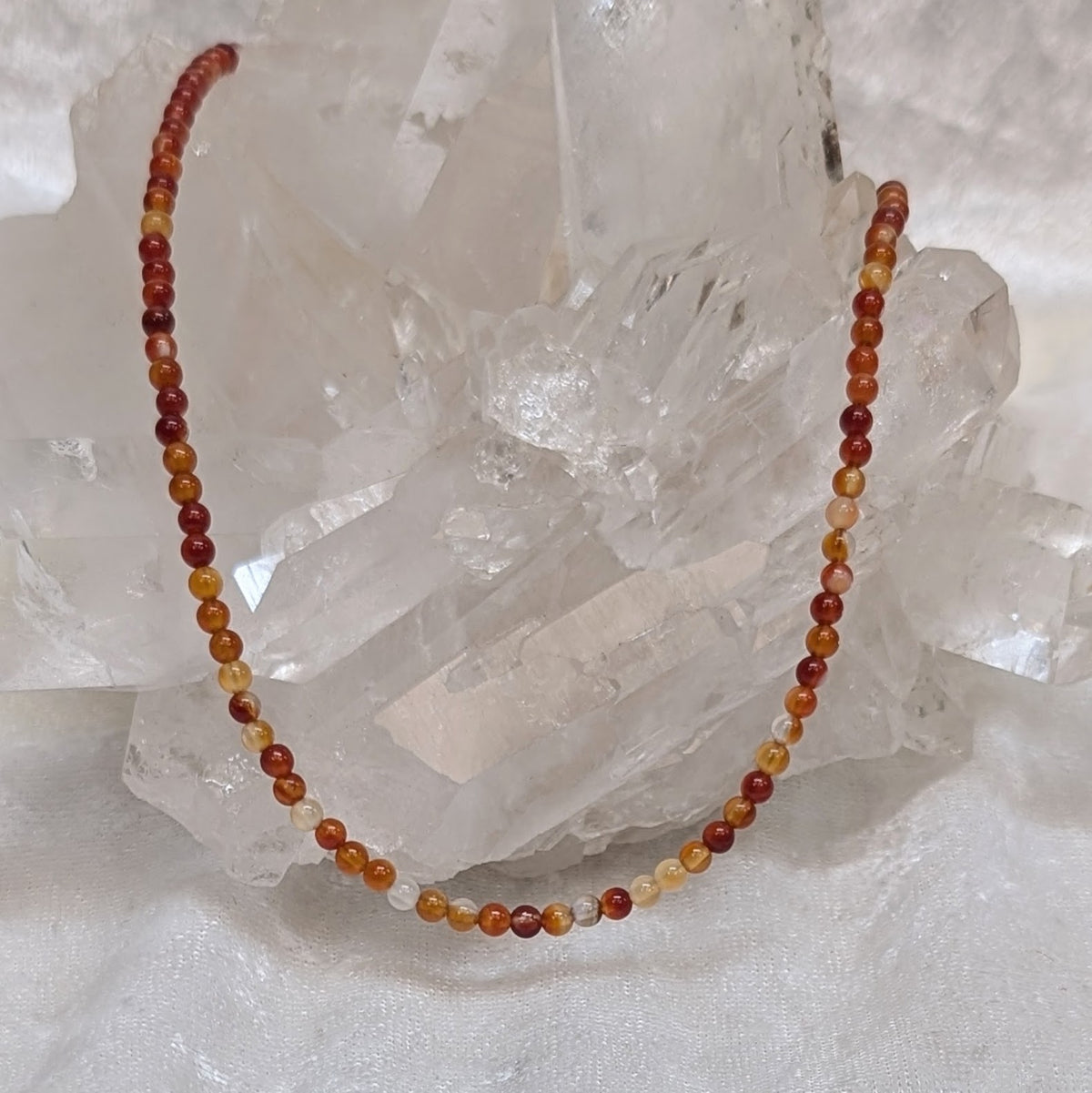 3mm Carnelian Agete Beaded Necklace