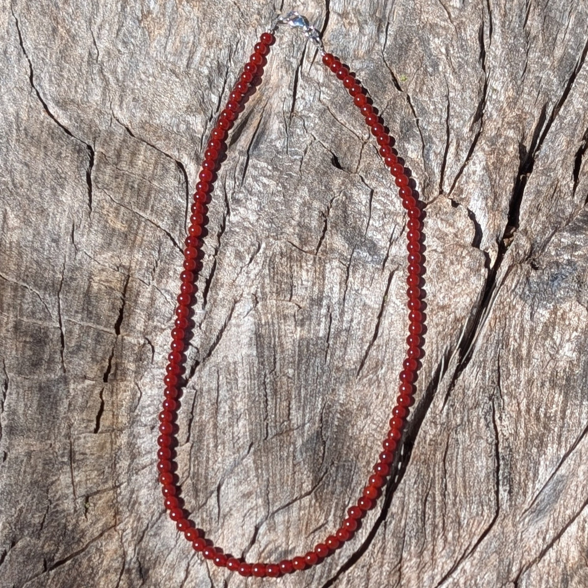 4mm Carnelian Agete Beaded Necklace