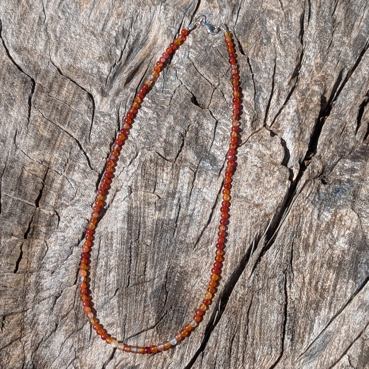 3mm Carnelian Agete Beaded Necklace