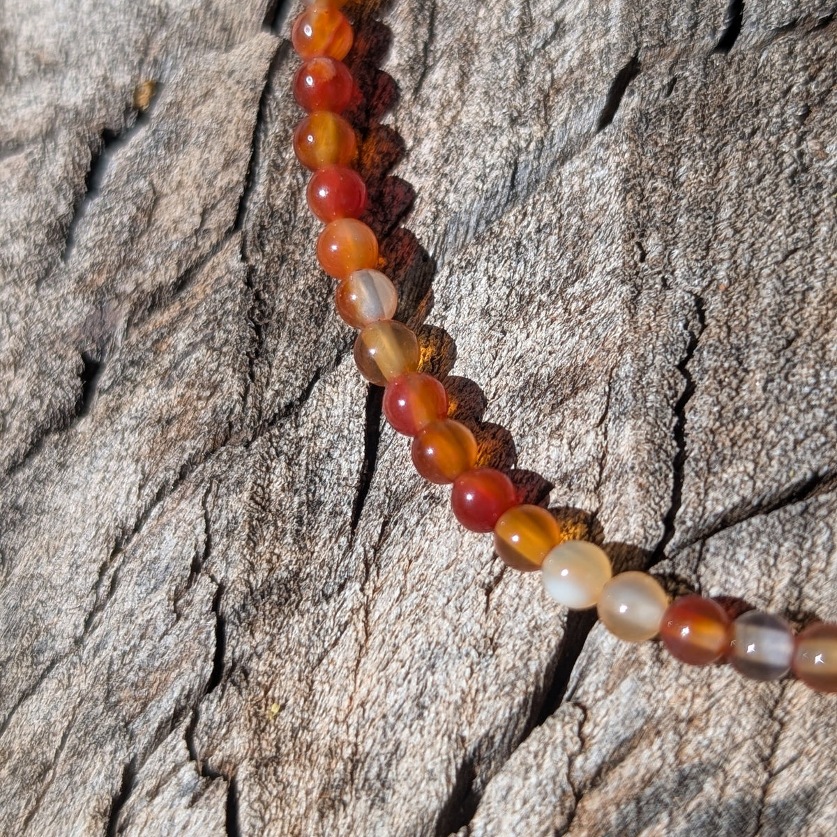 3mm Carnelian Agete Beaded Necklace