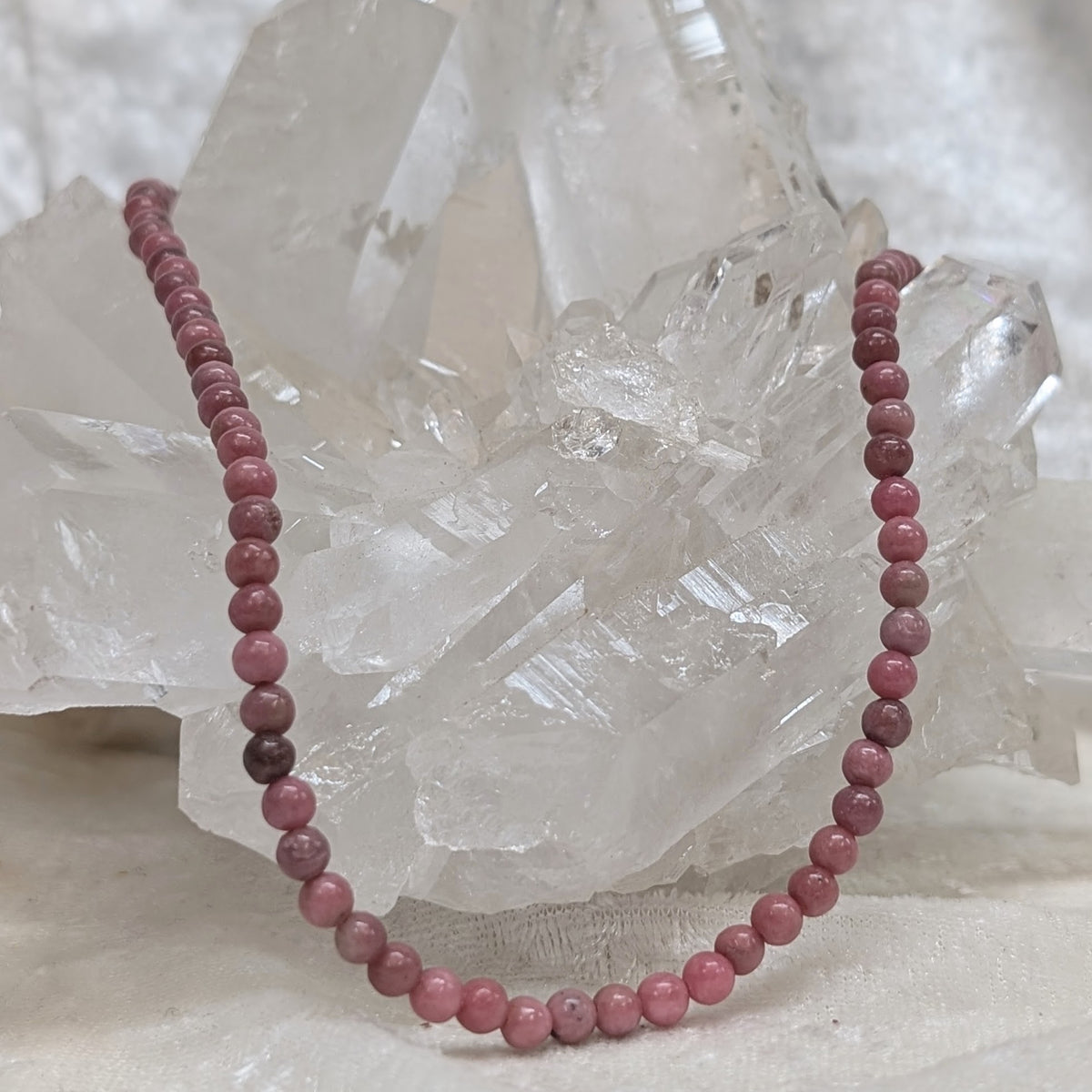 4mm Rhodonite Beaded Necklace 2