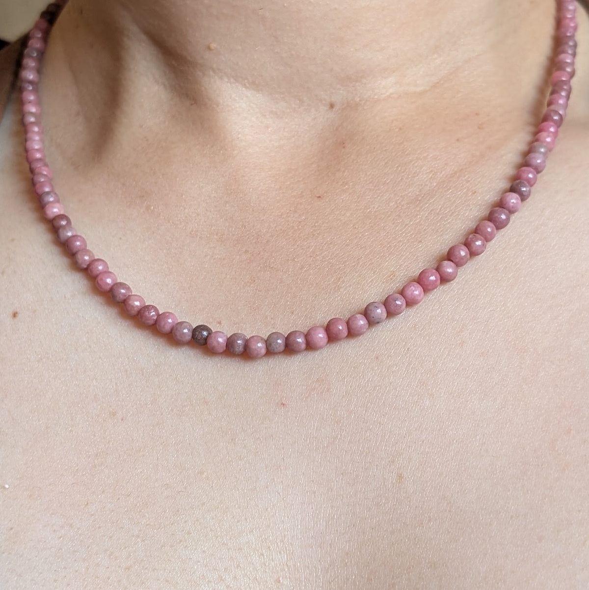 4mm Rhodonite Beaded Necklace 2