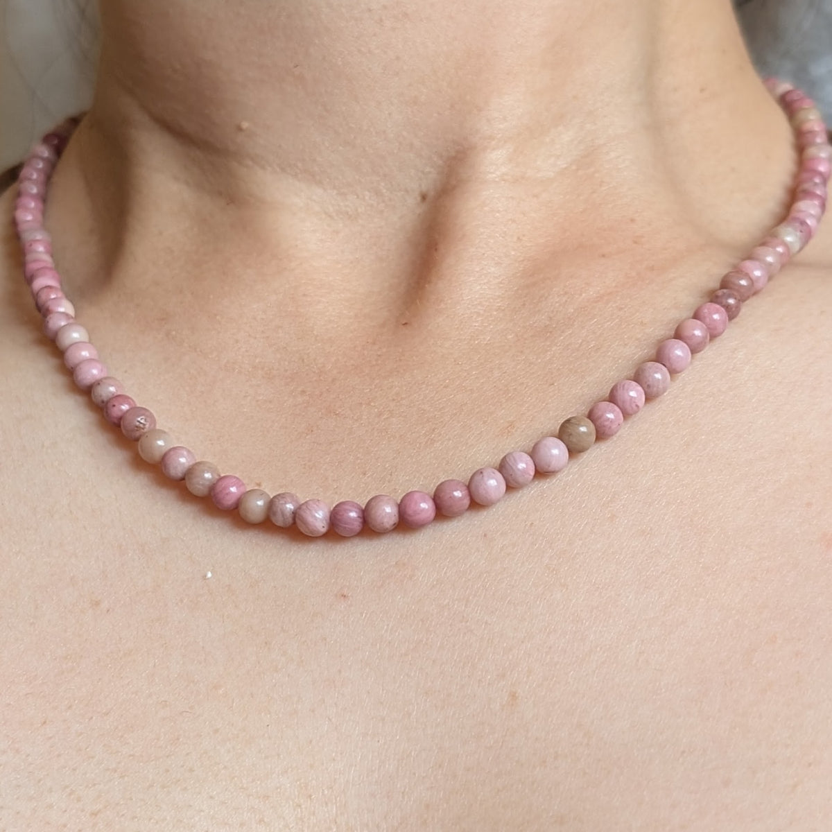 4mm Rhodonite Beaded Necklace 1