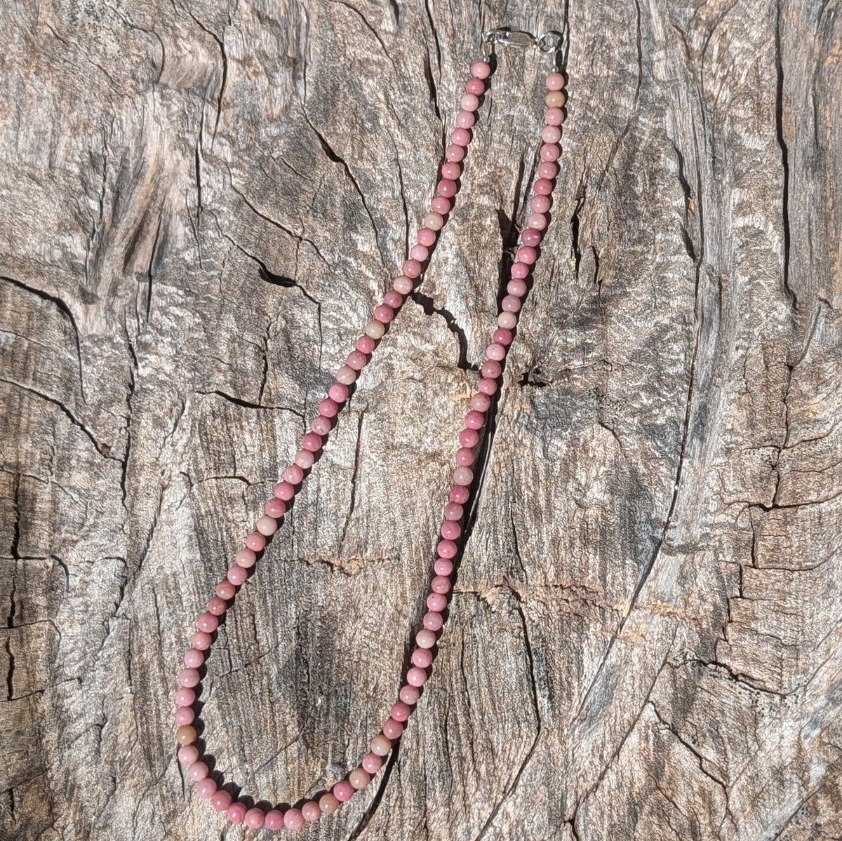 4mm Rhodonite Beaded Necklace 1