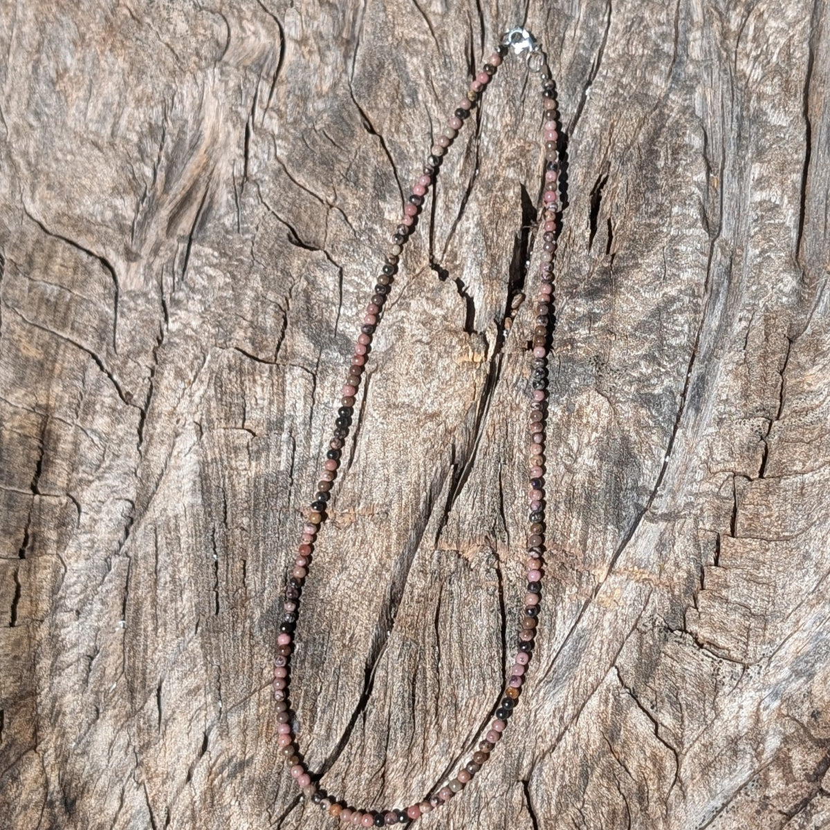 3mm Rhodonite Beaded Necklace