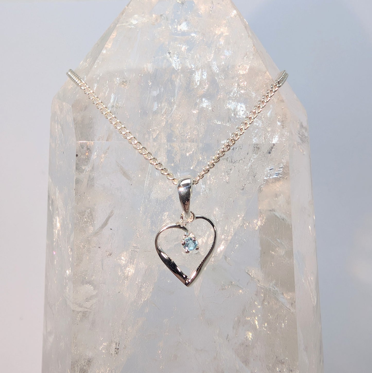 Topaz Silver Heart Necklace