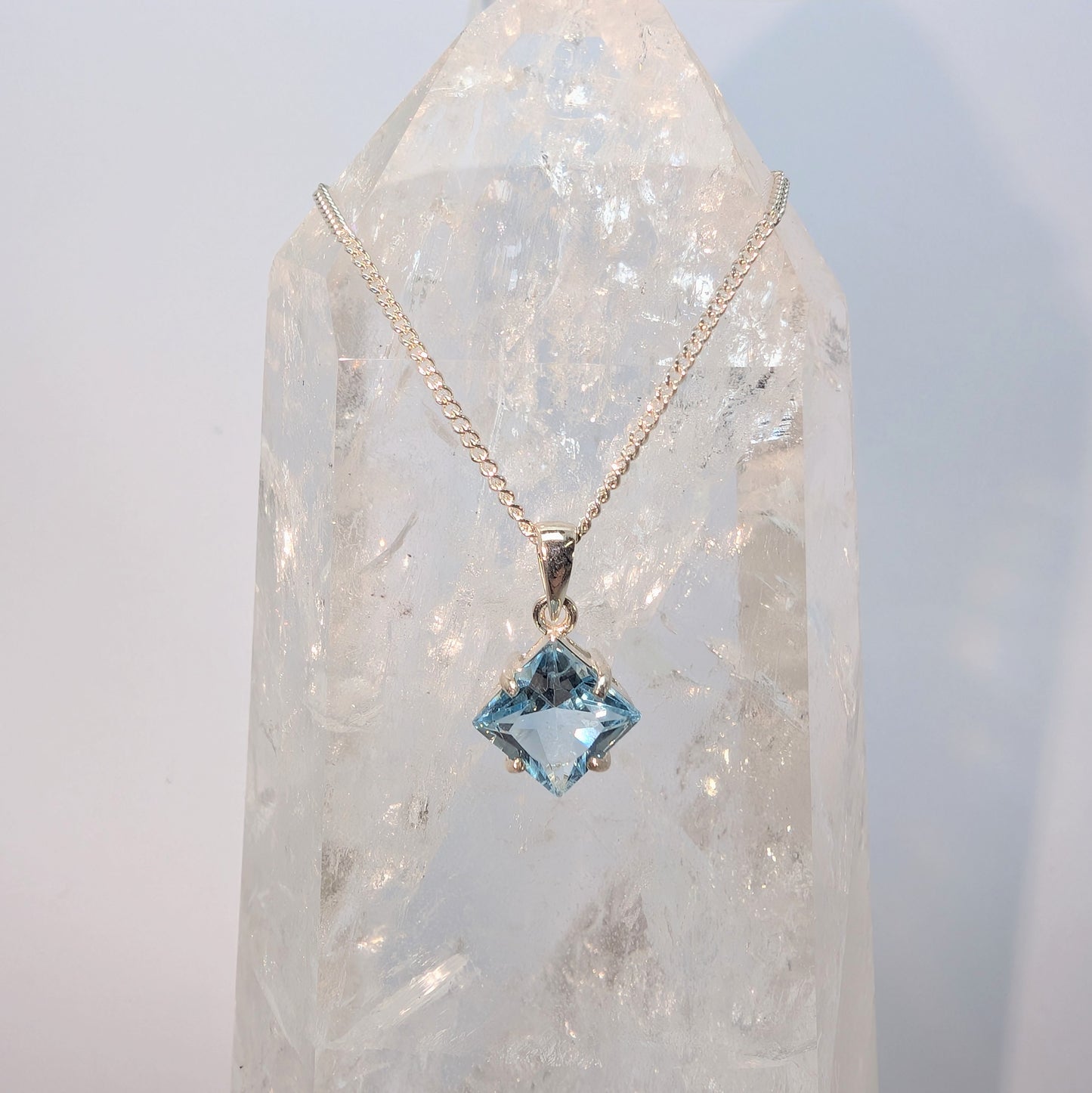Topaz Silver 6mm Princess Necklace